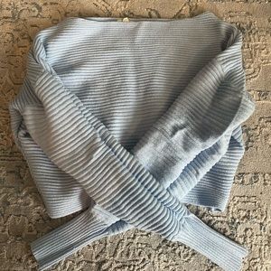 Garage cropped blue long sleeve top